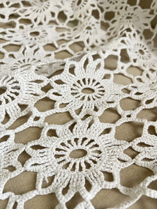 Vintage French floral FILET LACE BEDSPREAD c1930