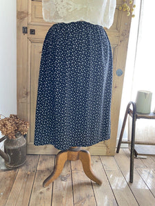 Vintage French cotton viscose FLORAL BLACK SKIRT c1960