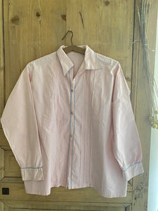 Art Deco woman PYJAMAS jacket CRISPY PINK poplin cotton PINTUCKS c1930