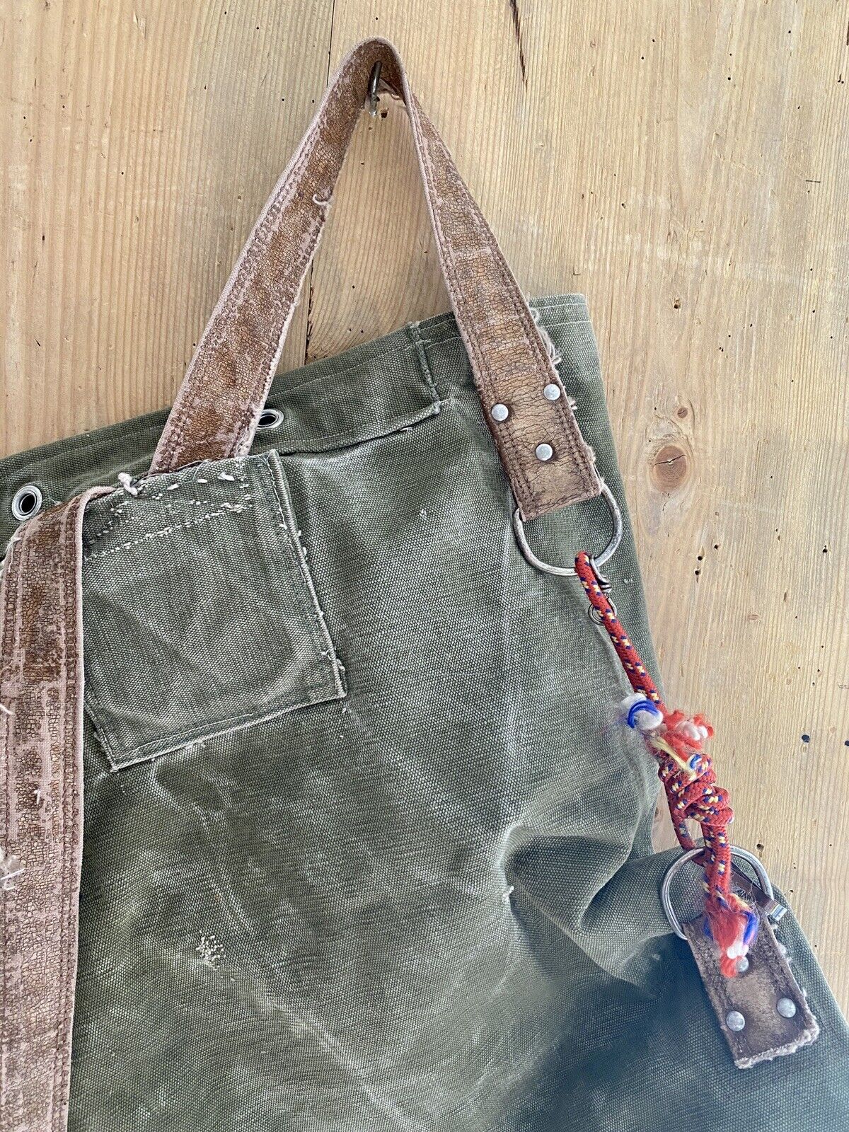 Vintage French LINEN MILITARY BAG c1930