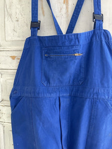 Vintage French large WORK WEAR overalls INDIGO blue cotton c1950