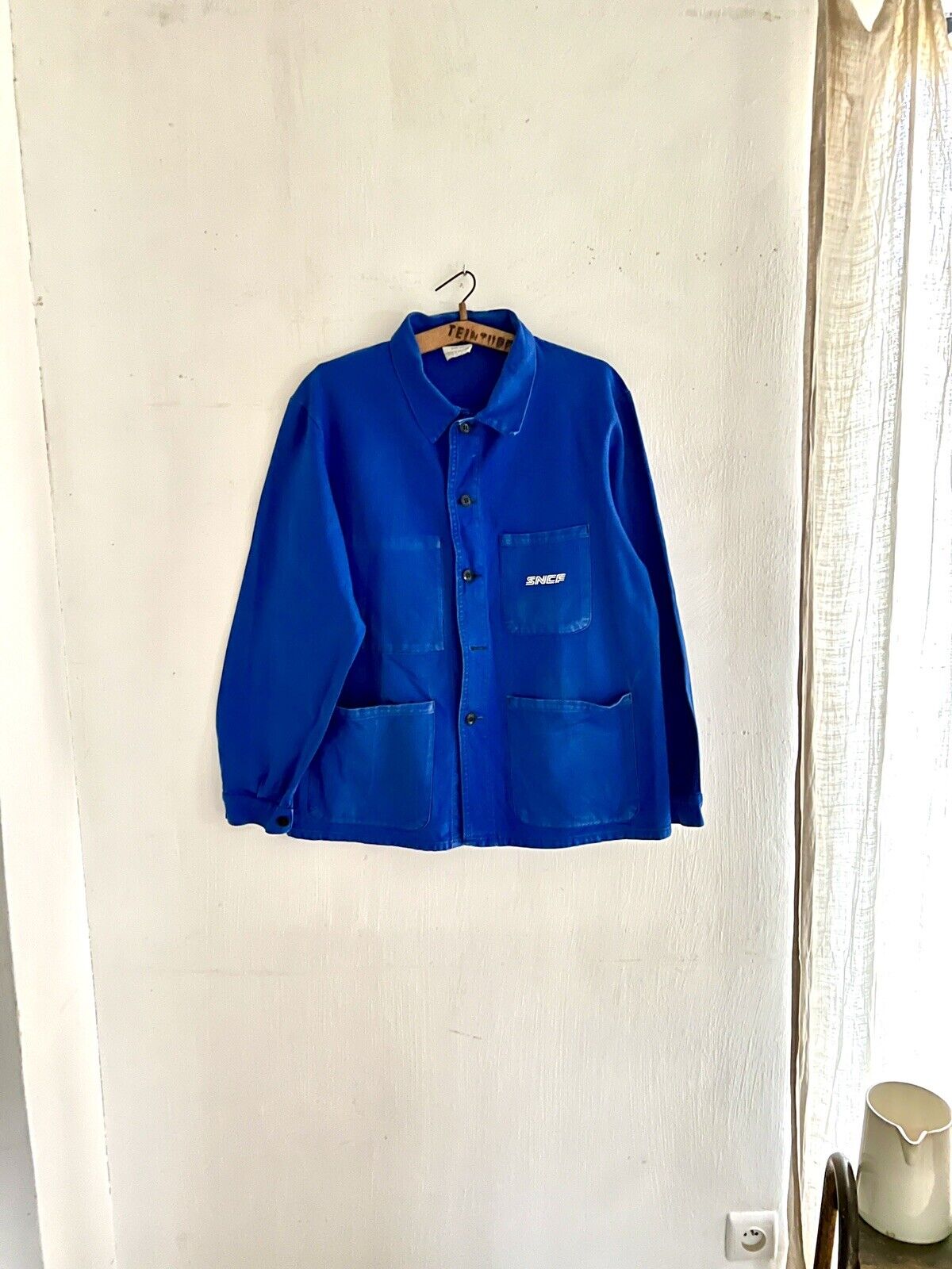 Vintage French BLEU DE TRAVAIL jacket WORK WEAR INDIGO BLUE SNCF c1960