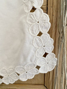 Vintage French MANTELPIECE COVER linen cotton curtain SHELF COVER lace c1930