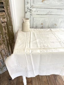 SET vintage cotton TABLECLOTH 6 NAPKINS openworks c1950