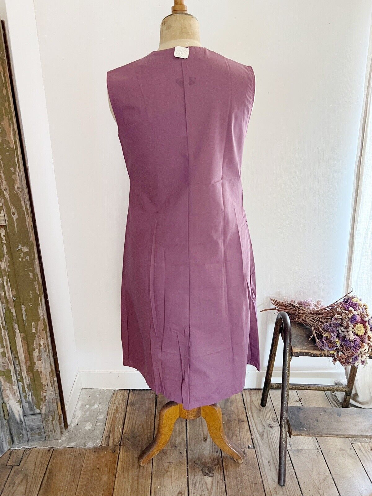 Vintage French PALE PURPLE rustic WORK WEAR APRON Provence c 1950