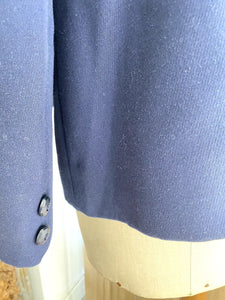 Vintage French woman blue JACKET tailored COLLAR c 1950