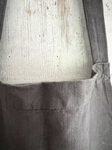 French UPCYCLED GRAY dye antique linen WORK WEAR APRON Les Toiles Blanches