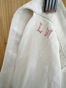 PRIMITIVE French LONG WORK WEAR pure LINEN NUNNERY APRON LM mono c1830