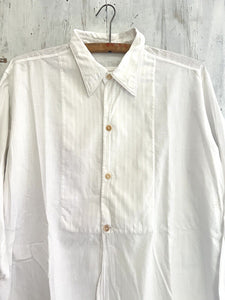 Victorian French man RUSTIC cotton WORK WEAR bib SHIRT c 1900