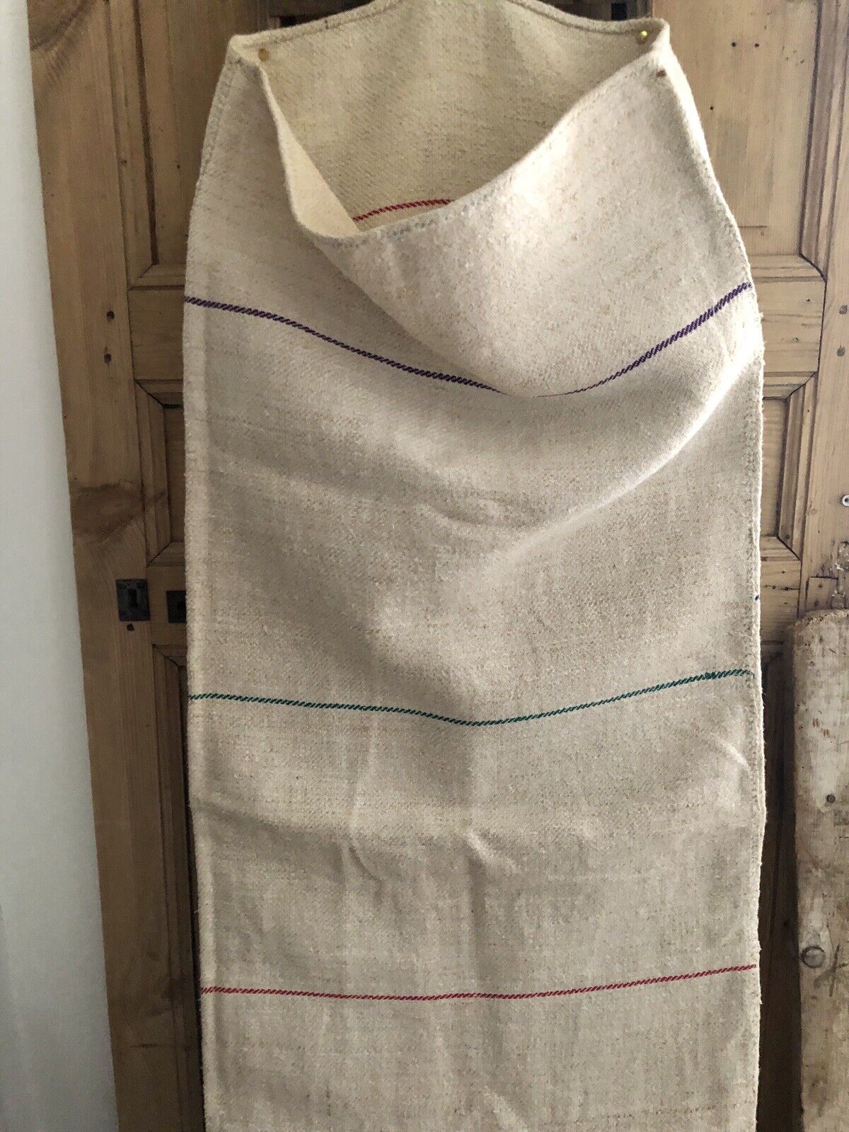 Vintage European LONG GRAIN SACK homespun linen fabric