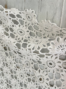 Vintage French floral FILET LACE BEDSPREAD c1930