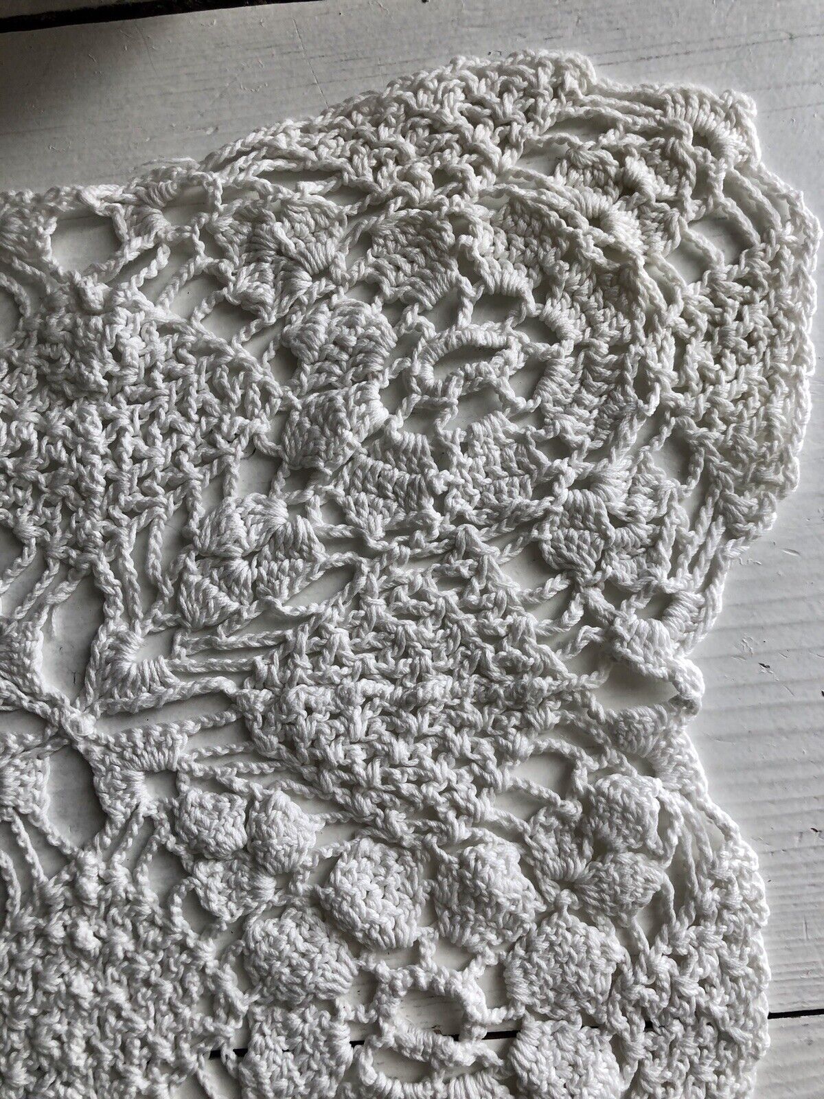 Vintage French filet lace DOILY cotton PANEL napperon  c1950