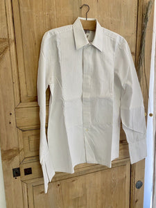 Vintage French man COUTURE POPLIN SHIRT COTTON pintucks c 1930