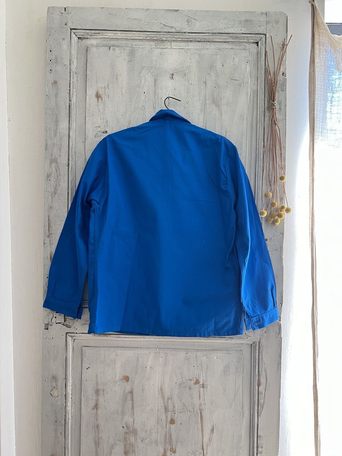 Vintage French hand PATCHED BLEU DE TRAVAIL jacket WORK WEAR INDIGO BLUE c1950