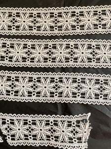 LOT vintage French ENTREDEUX cotton LACE trim c1950