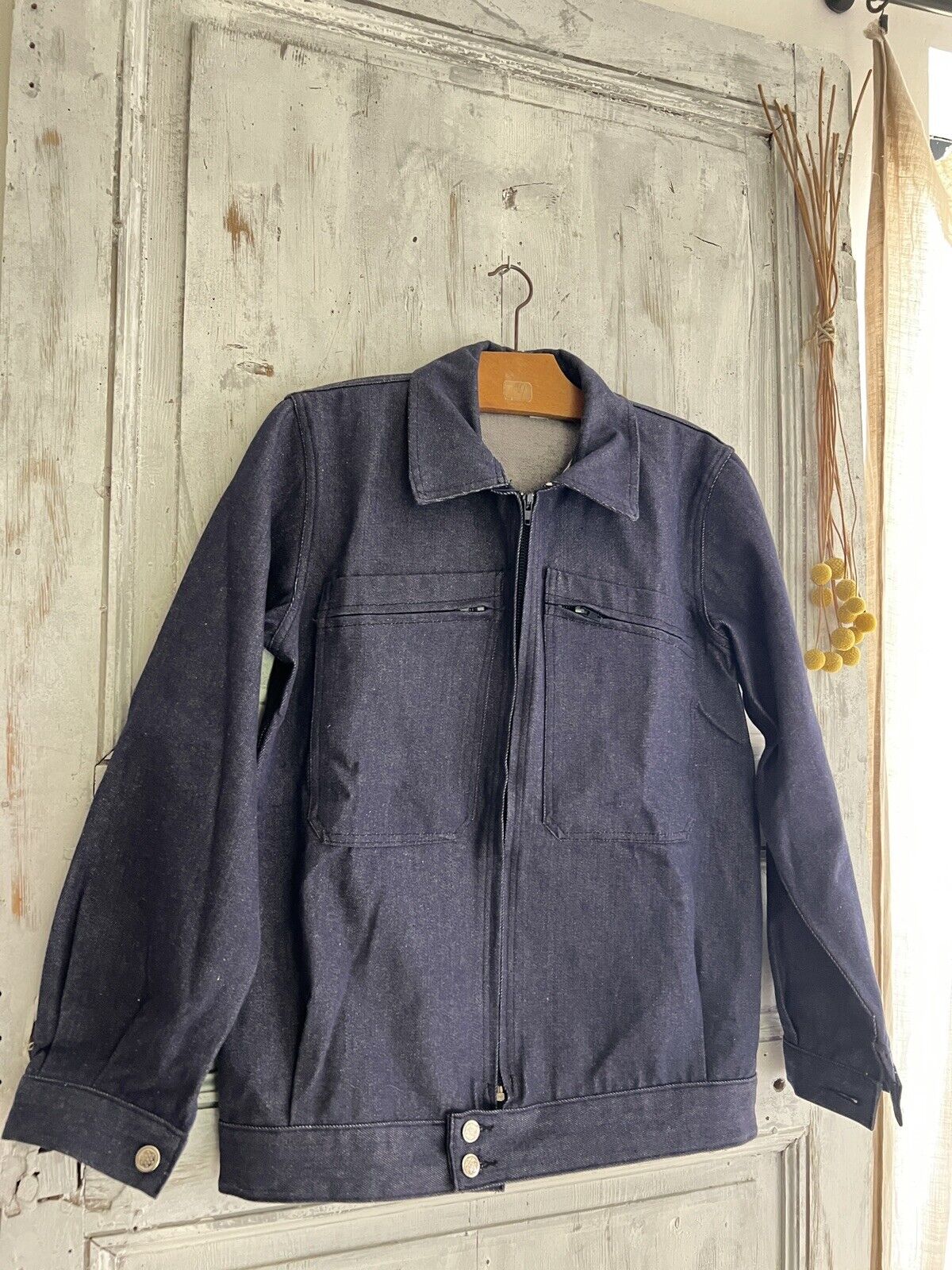 Vintage French WORK WEAR jacket cotton blue DENIM blouson c1950