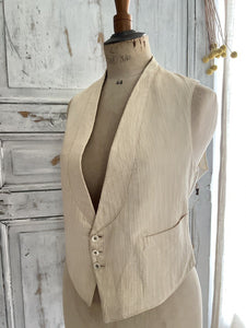 Antique rare French man elegant CHAMPAGNE damask SILK VEST c1850