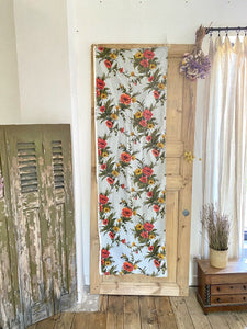 Vintage French cotton GRAND TEINT CURTAIN large scale floral design c1950