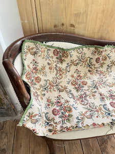 Vintage French DAMASK cotton SOFA cover floral bouquets c1950