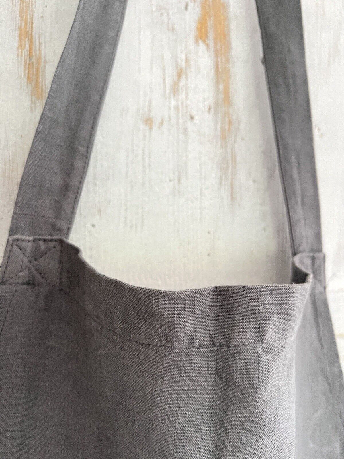 French UPCYCLED GRAY dye antique linen WORK WEAR APRON Les Toiles Blanches