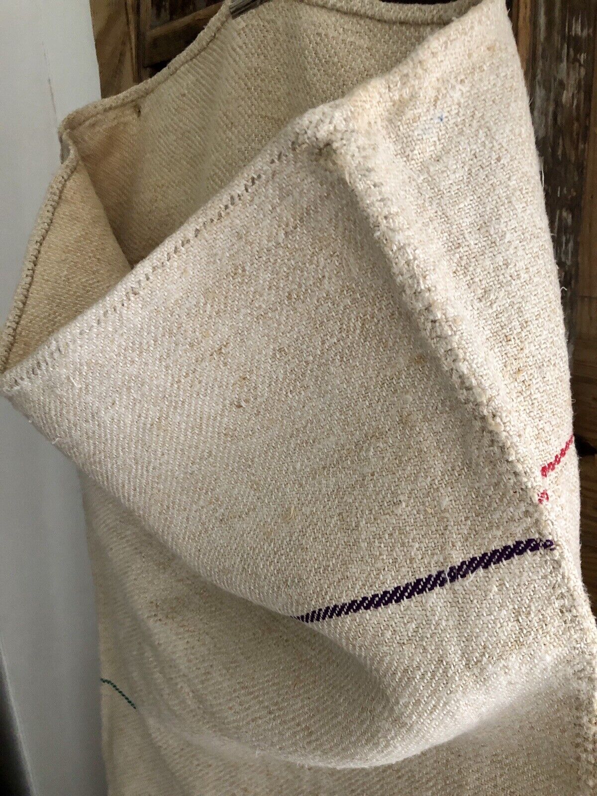 Vintage European LONG GRAIN SACK homespun linen fabric