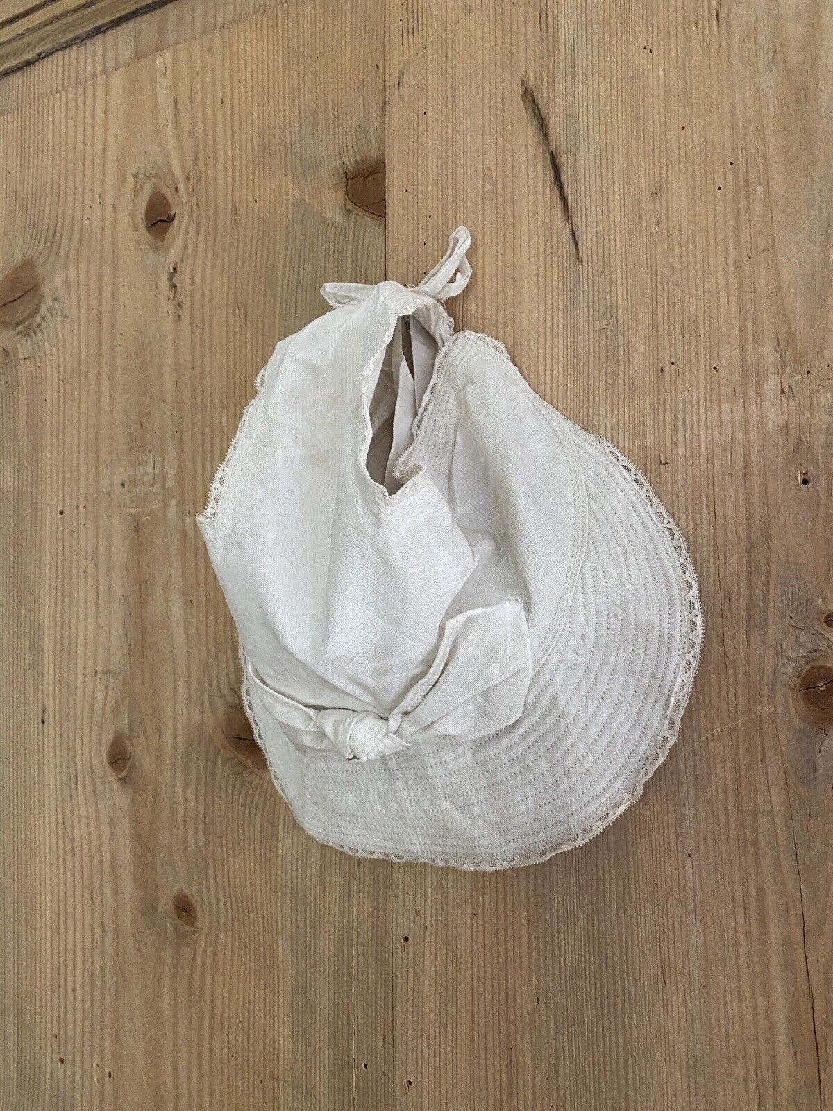 Vintage French girl cotton SUMMER CAP knot c1920