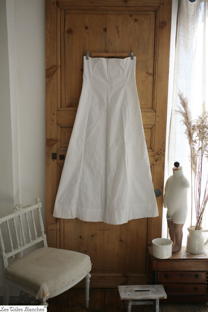 PURE vintage HEAVY crispy thick COTTON bottom DRESS C 1900