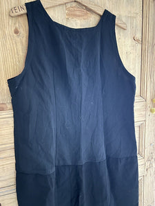 Vintage French PEASANT woman rayonne BLACK DRESS sleeveless c1950