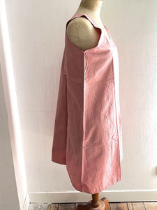 Vintage French PALE PINK DYED linen cotton nightshirt c1930