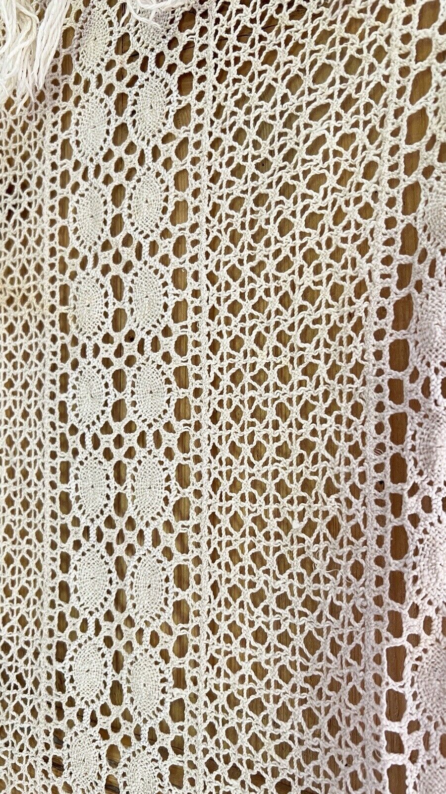 Antique French FILET LACE cotton CURTAIN c1920