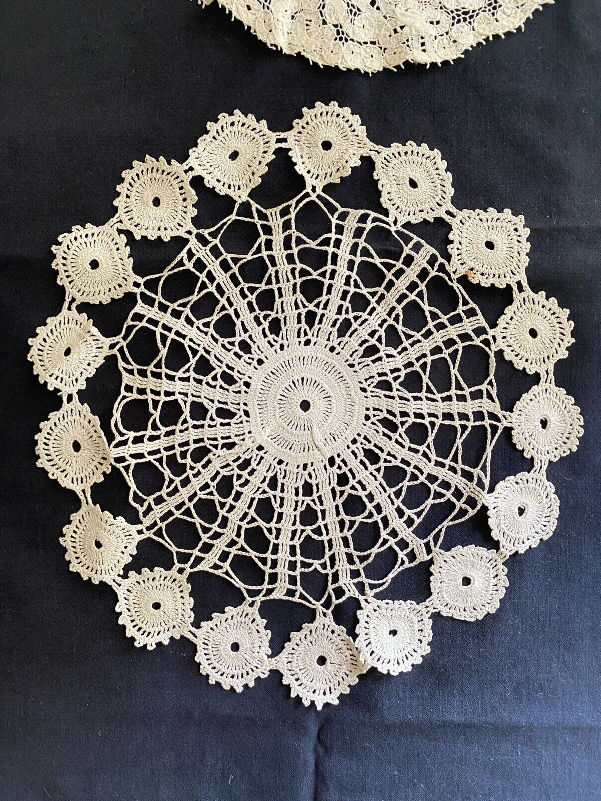 BUNDLE 5 LARGE vintage French FILET LACE DOILIES napperon CRAFT c1930