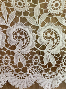 Vintage French SET 2 FILET LACE panel CURTAIN brise bise c1950