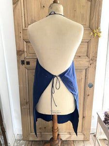 Antique French INDIGO WORK WEAR APRON LINEN c1900