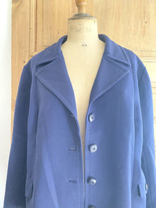 Vintage French woman blue JACKET tailored COLLAR c 1950