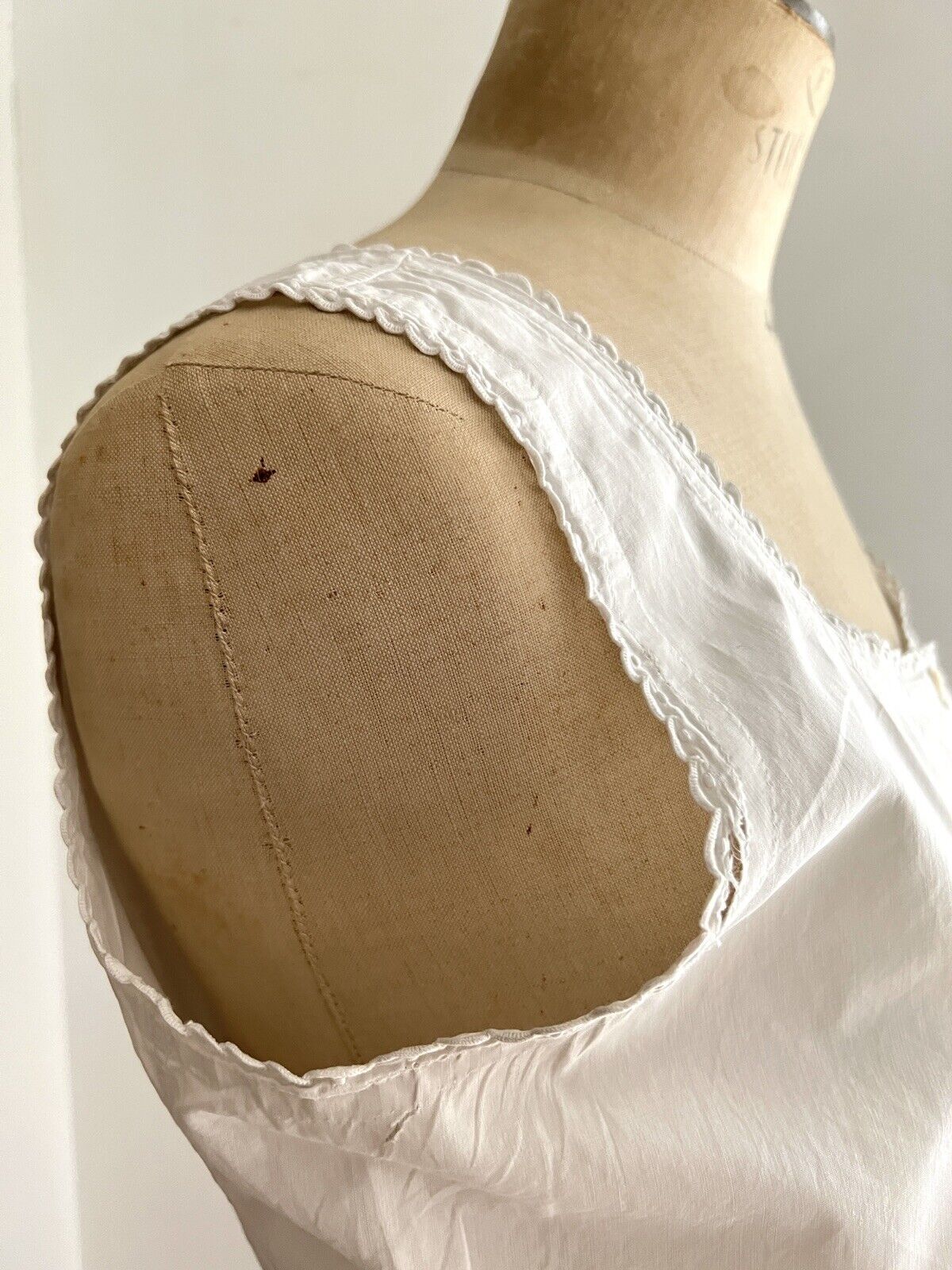 Victorian French woman linen cotton CARACO UNDERWEAR basques EV  mono c1900