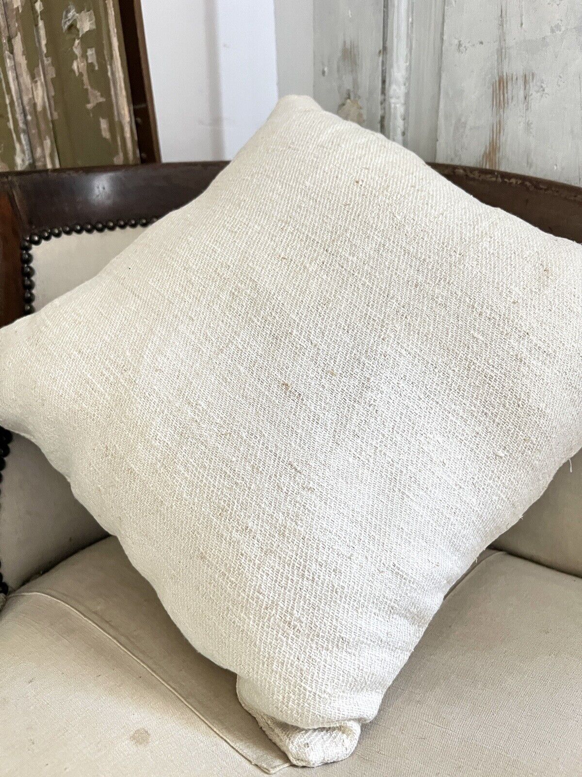 UPCYCLED vintage French GRAIN SACK PILLOW COVER natural tone