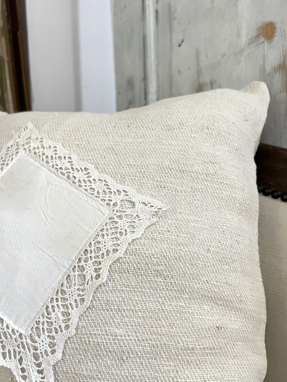 UPCYCLED vintage French GRAIN SACK PILLOW COVER natural tone