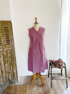 Vintage French PALE PURPLE rustic WORK WEAR APRON Provence c 1950