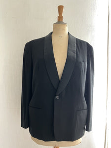 Antique French man BLACK wool TUXEDO jacket SILK shawl collar c1920