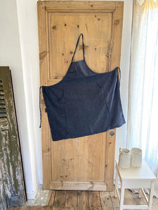 Antique French INDIGO WORK WEAR APRON LINEN COTTON chambray c1900