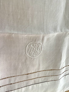 PAIR French CHILD LINEN sheets OPENWORKS NJ mono c1920