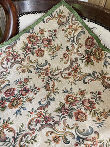 Vintage French DAMASK cotton SOFA cover floral bouquets c1950