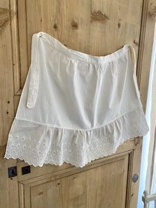 Vintage French service APRON work wear cotton BRODERIE ANGLAISE c1950