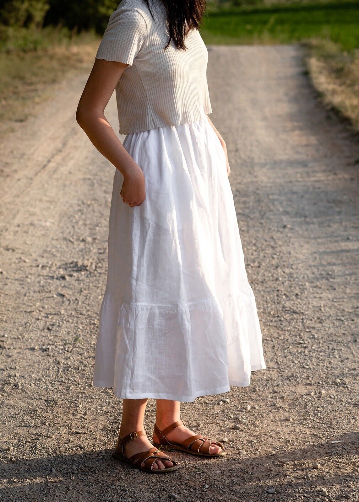 French UPCYCLED antique linen full ruffled PETTICOAT by Les Toiles Blanches