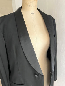 Antique French man BLACK wool TUXEDO jacket SILK shawl collar c1920