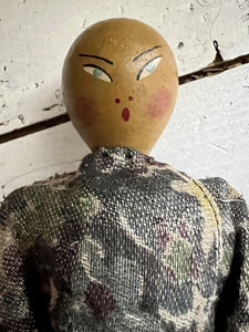 Art Deco French 3 PROMOTIONAL wood Japanese DOLLS silk traditionnal outfit c1930