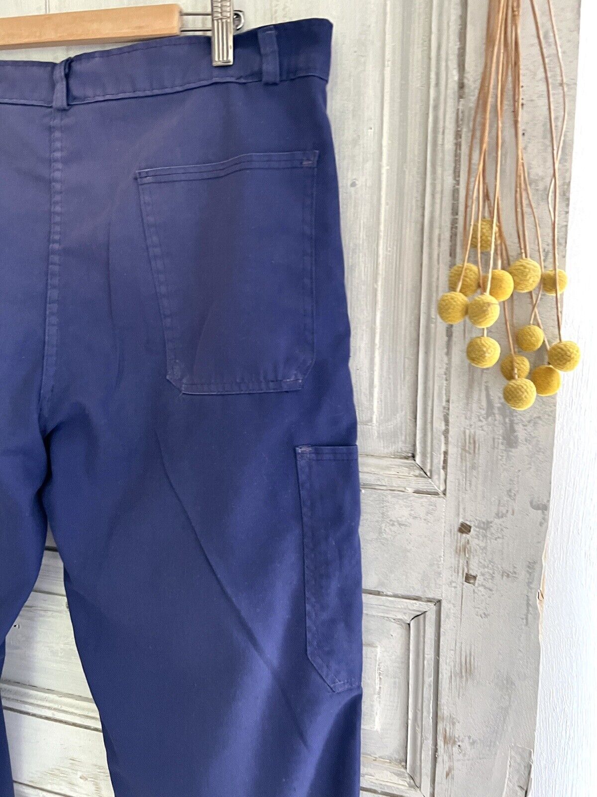 Vintage French PATCHED pants WORK WEAR trouser INDIGO moleskine c1930