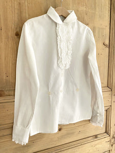 Vintage French cotton CEREMONY FRILLED child SHIRT JABOT c1960