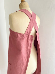 Japanese apron in old pink linen