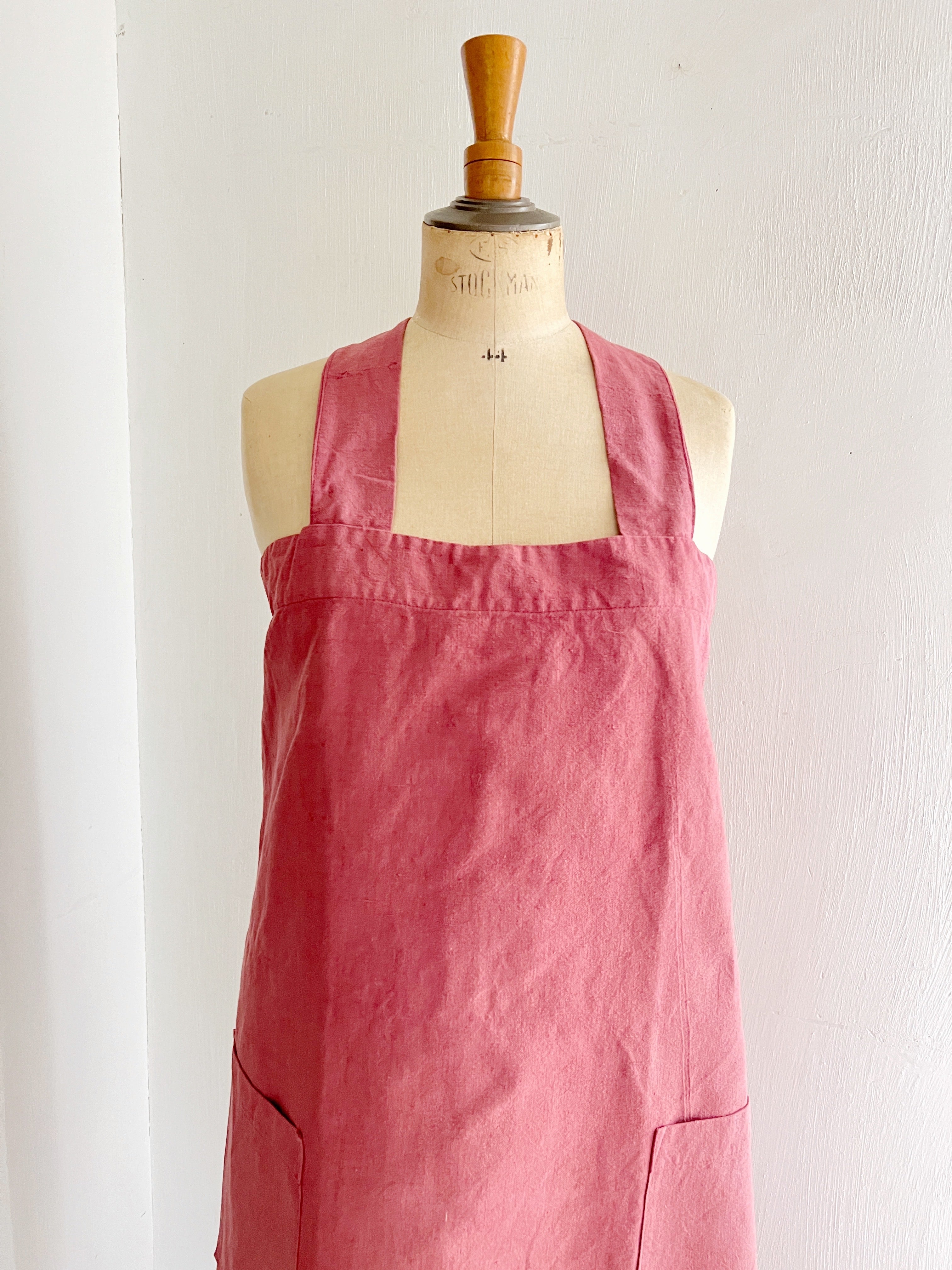 Japanese apron in old pink linen
